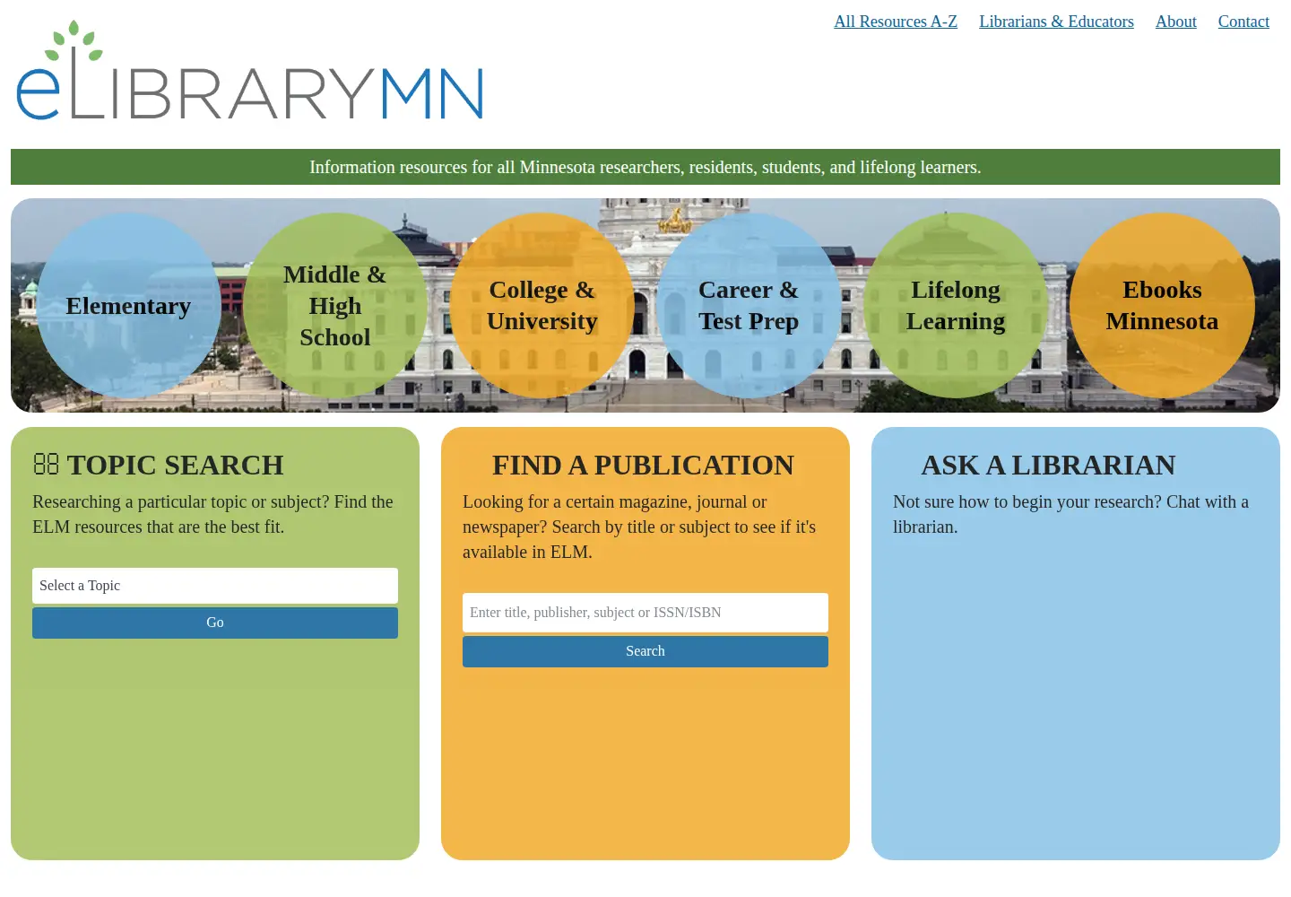 Screenshot of elibrarymn.org