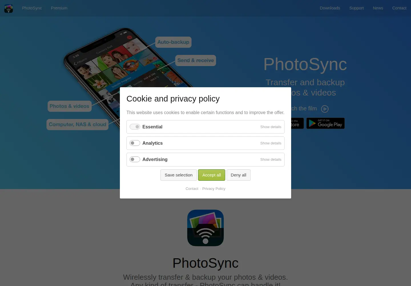 Screenshot of photosync-app.com