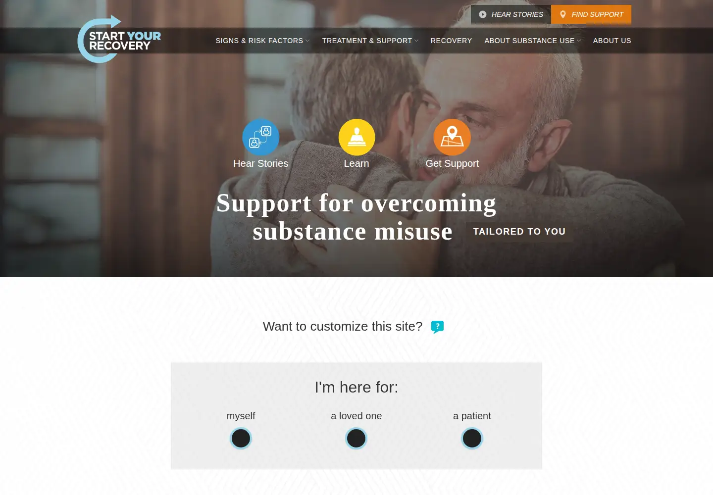 Screenshot of startyourrecovery.org