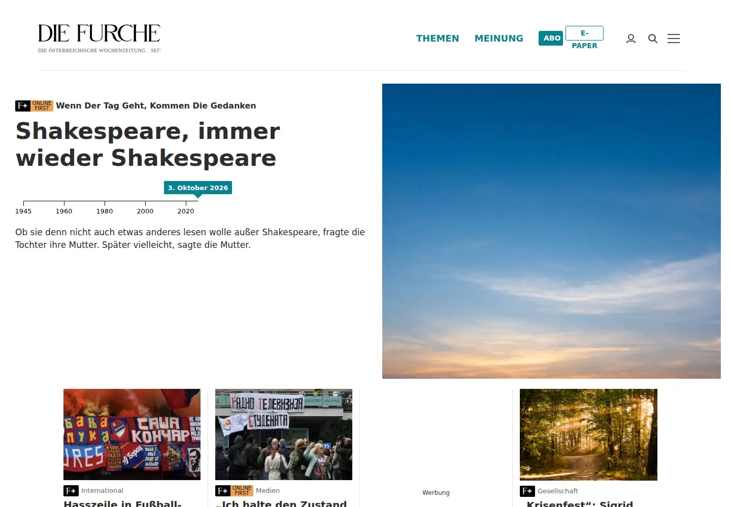 Captured homepage of furche.at in the current scan
