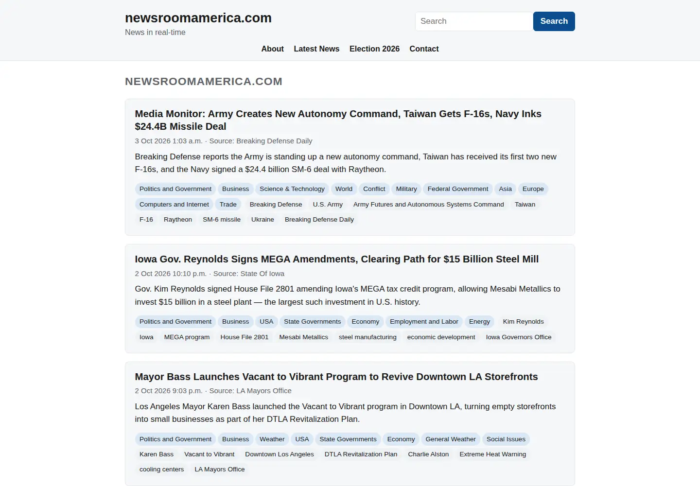 Screenshot of newsroomamerica.com