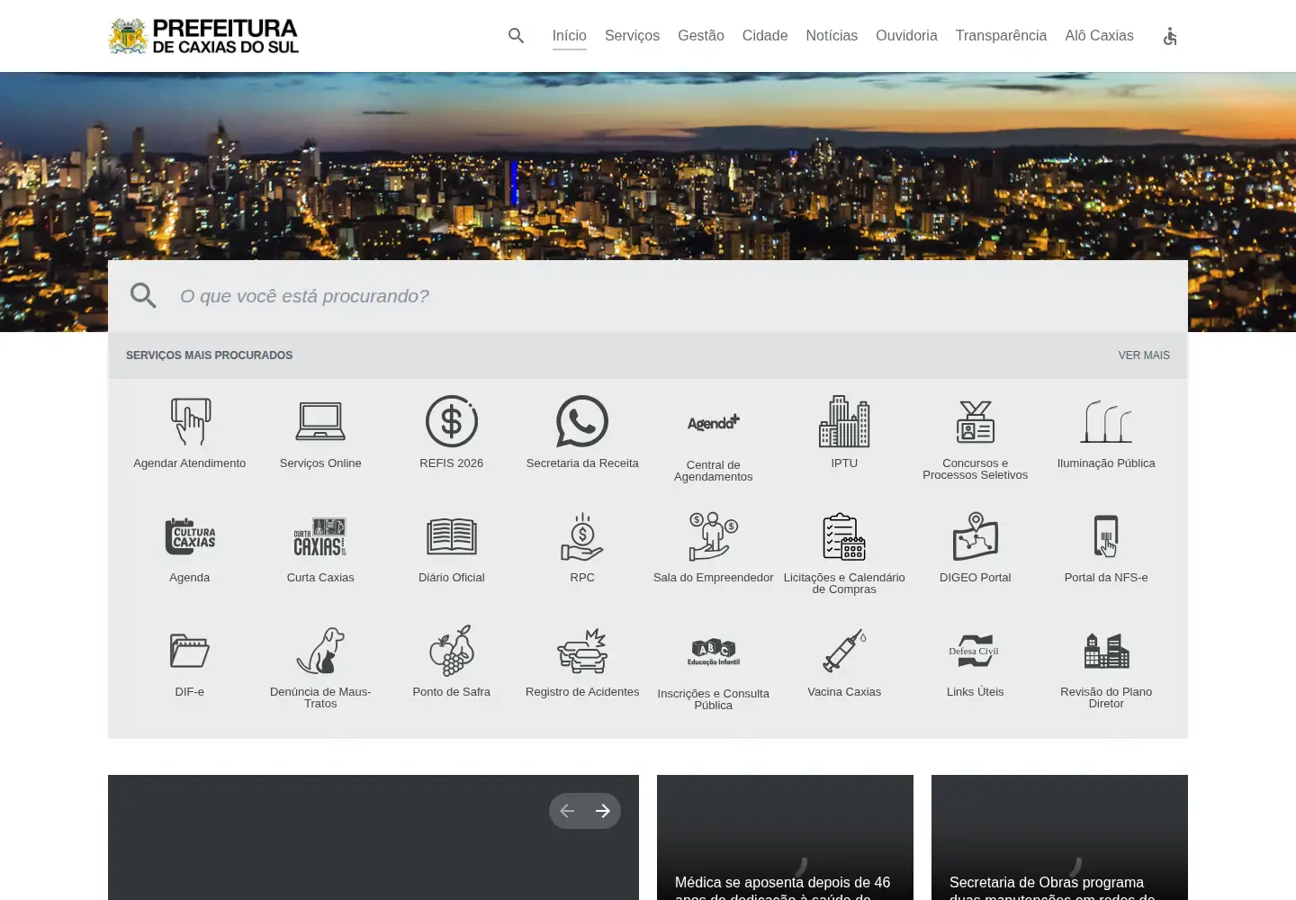Captured homepage of caxias.rs.gov.br in the current scan