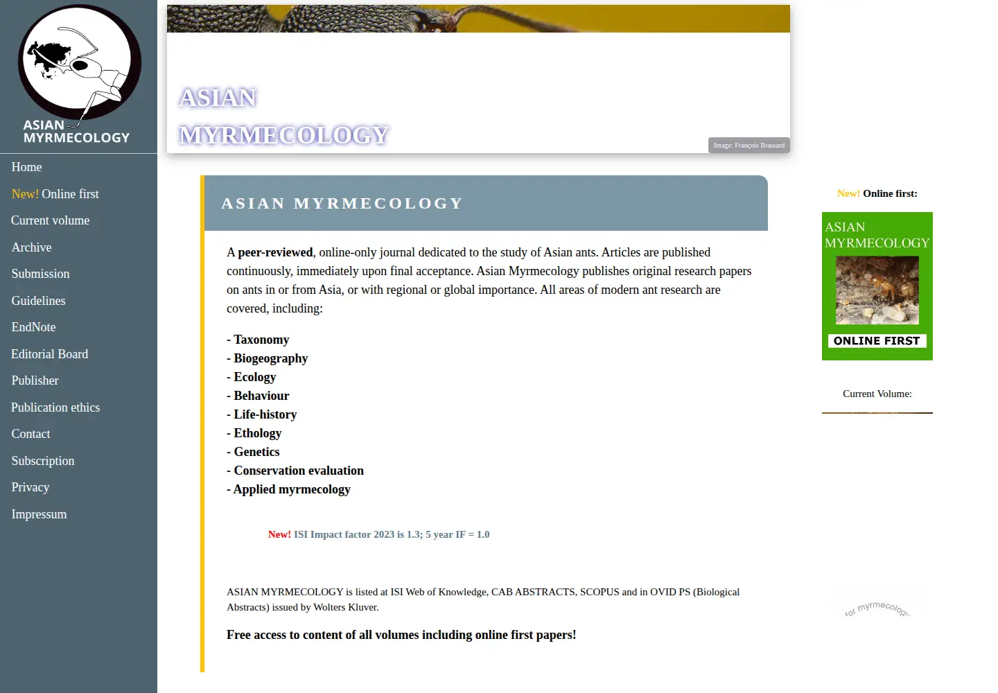 Screenshot of asian-myrmecology.org
