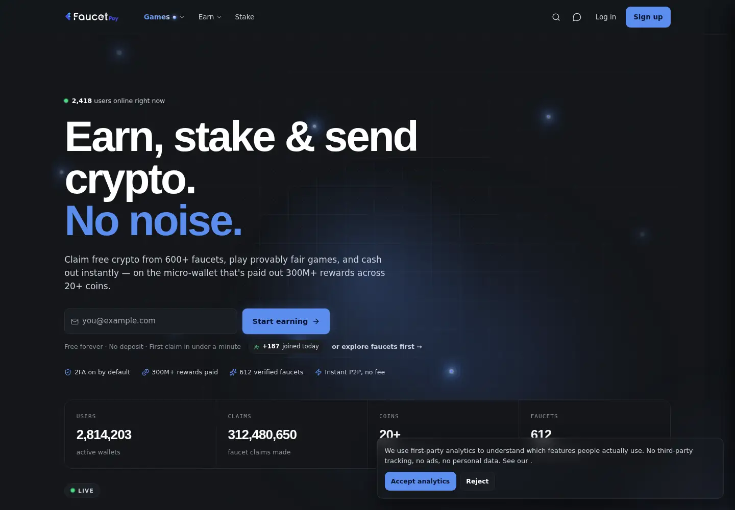 Screenshot of faucetpay.io