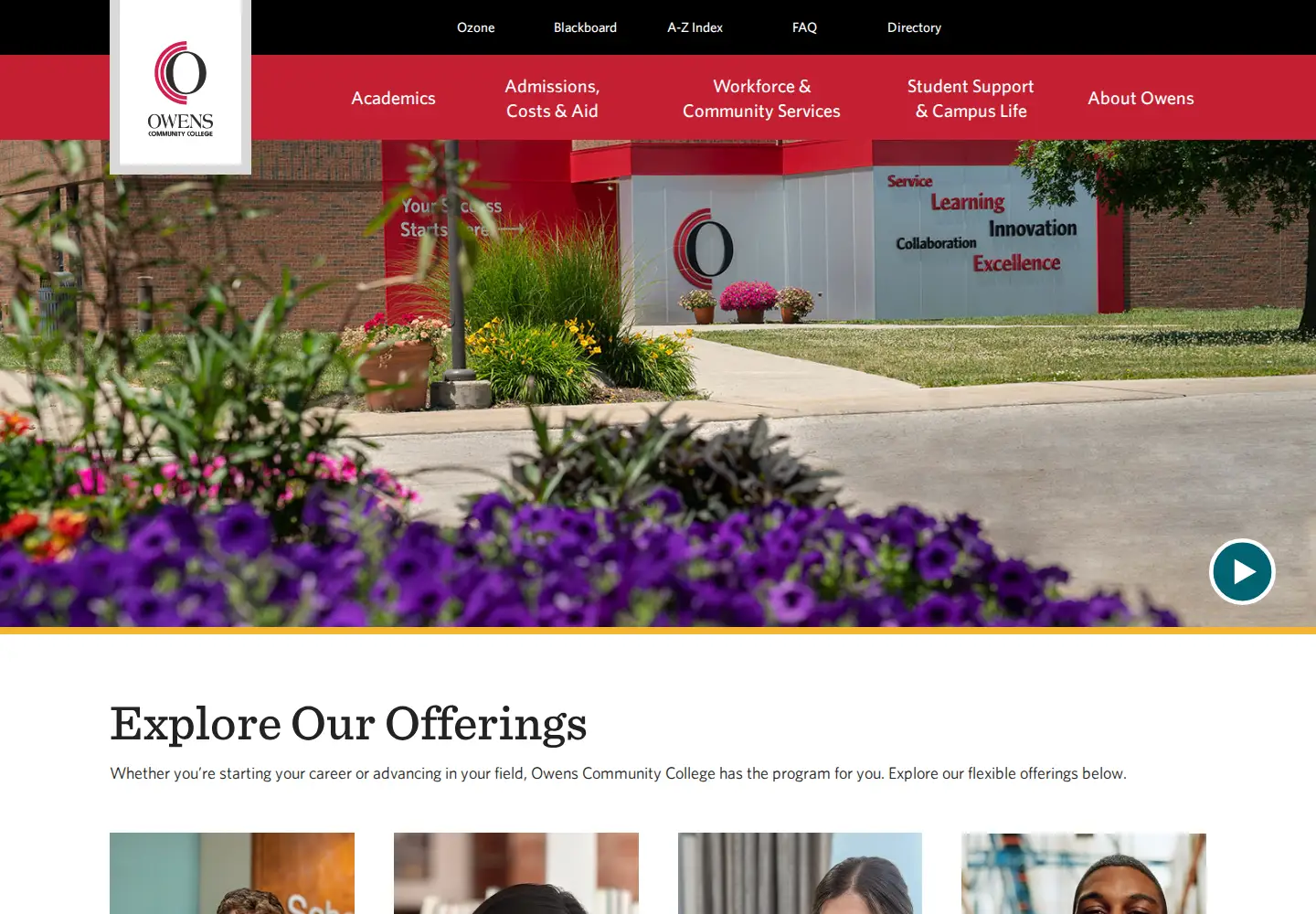 Screenshot of owens.edu