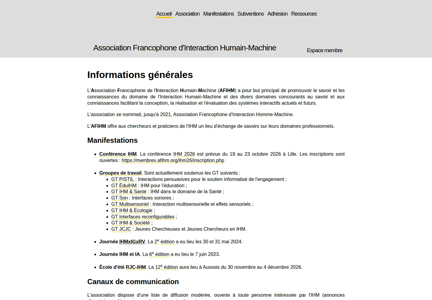 Screenshot of afihm.org