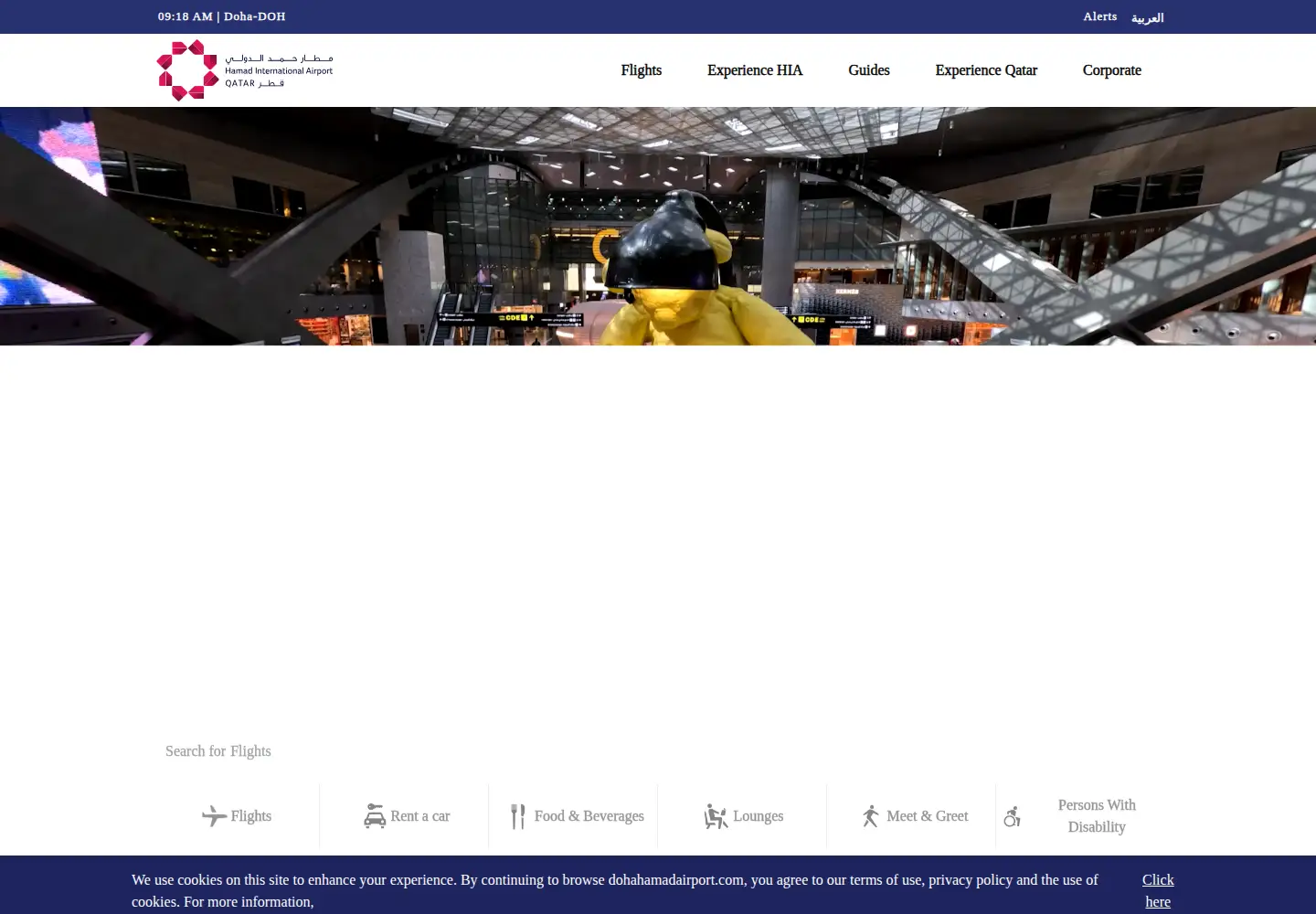 Screenshot of dohahamadairport.com