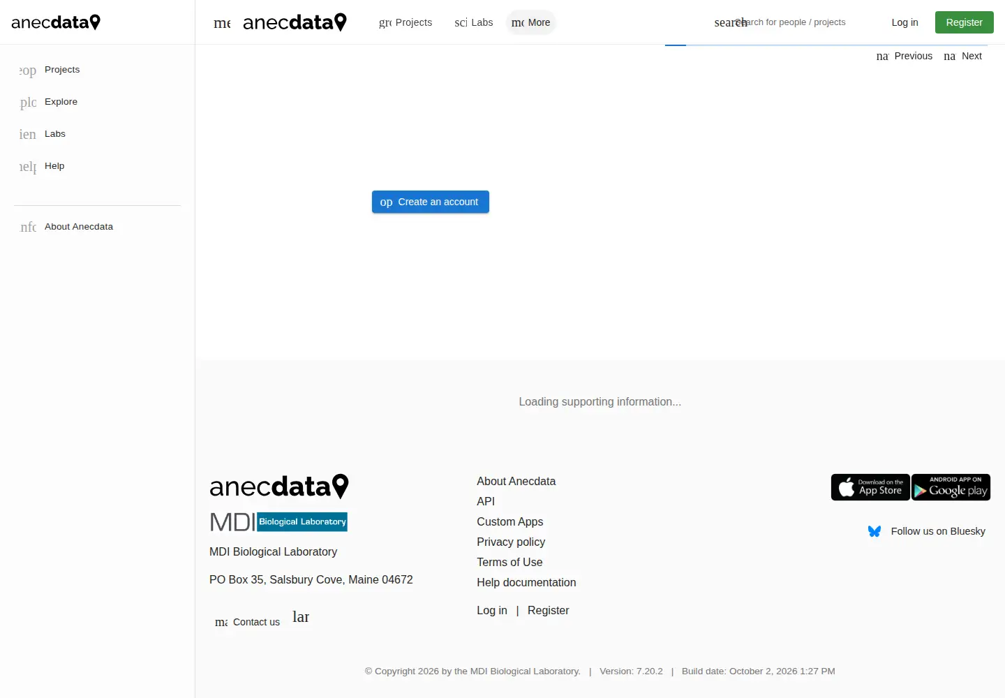 Screenshot of anecdata.org