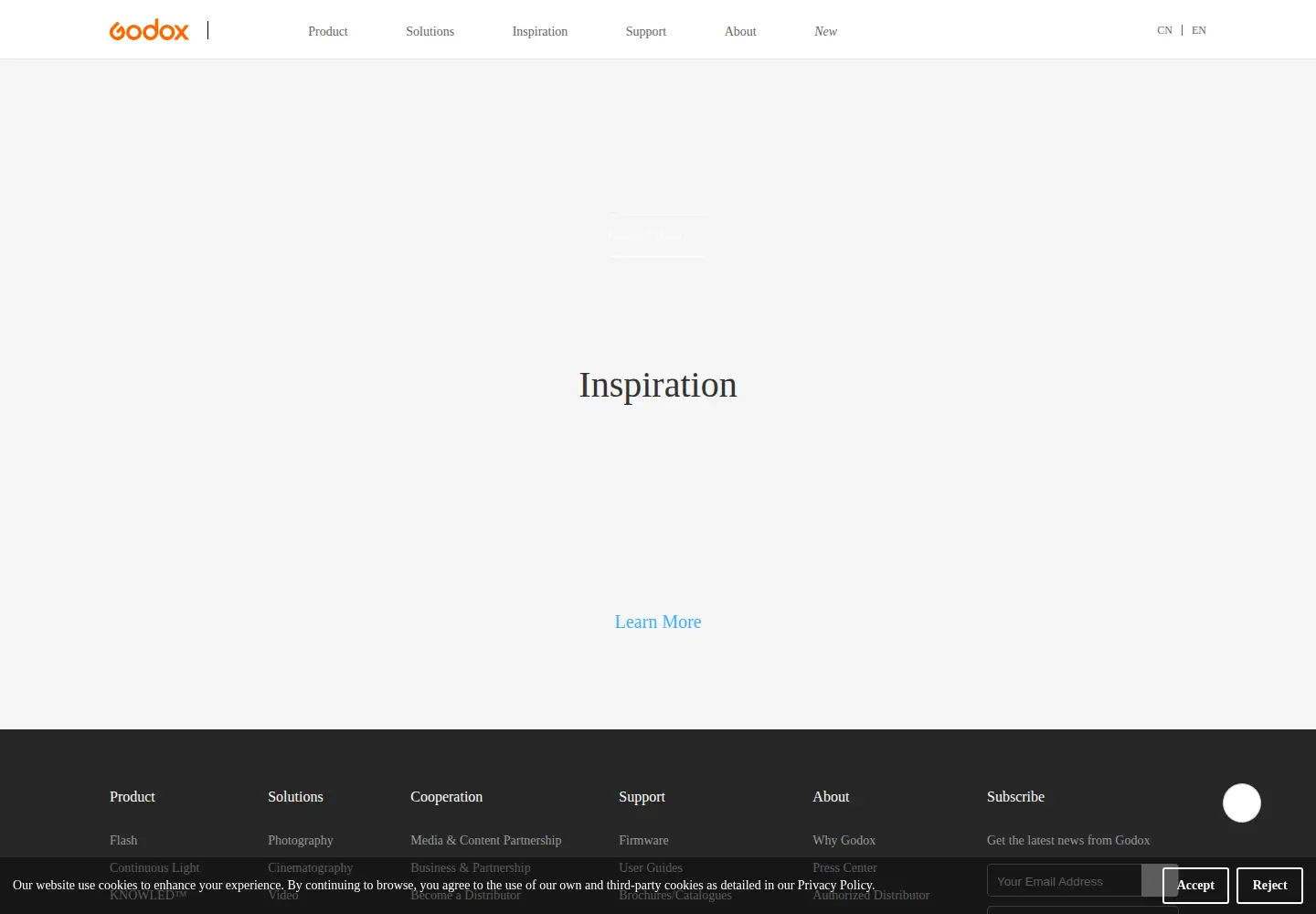 Screenshot of godox.com