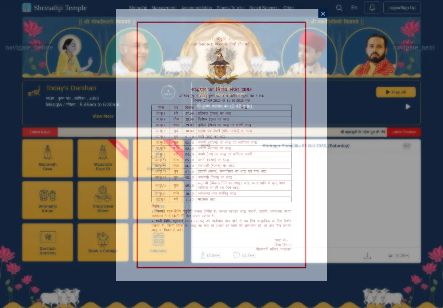 Captured homepage of nathdwaratemple.org in the current scan