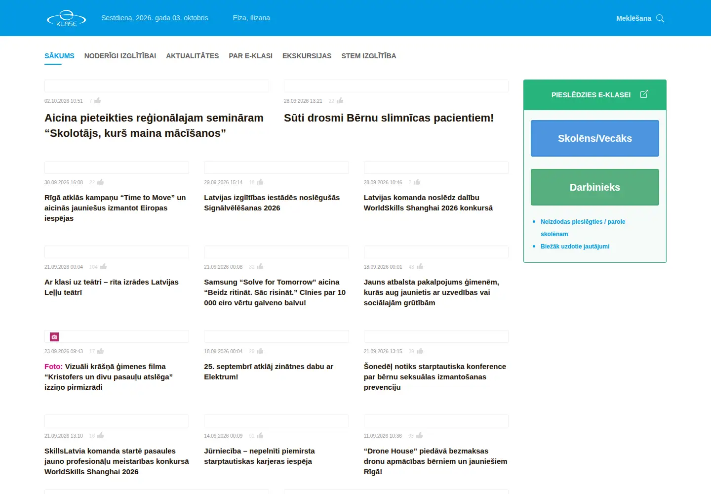 Screenshot of e-klase.lv
