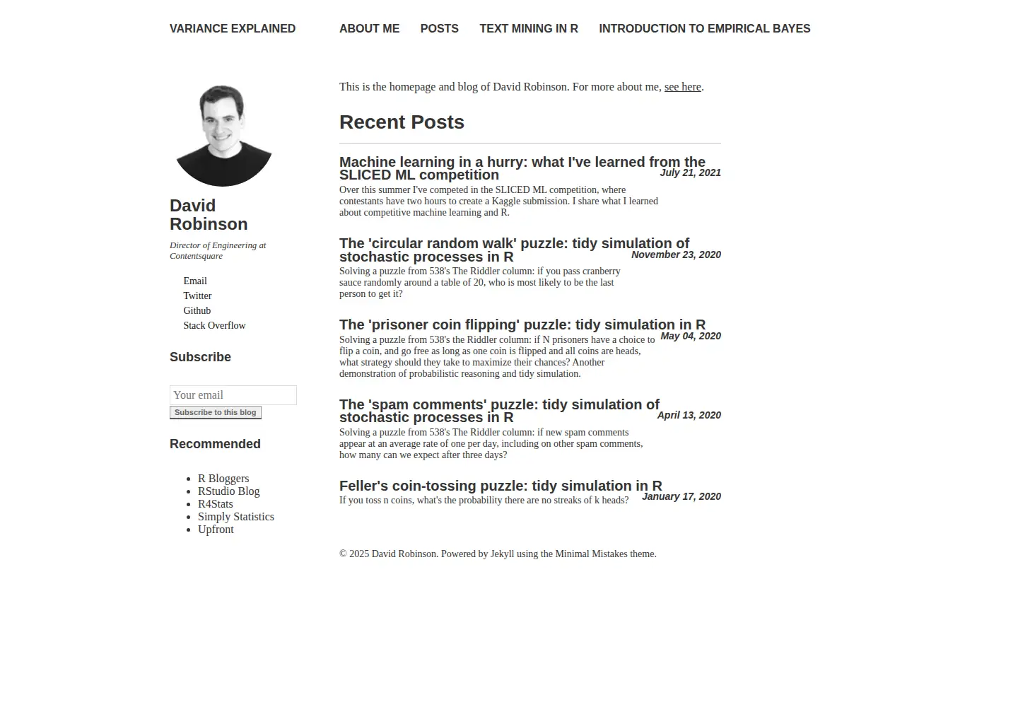 Captured homepage of varianceexplained.org in the current scan