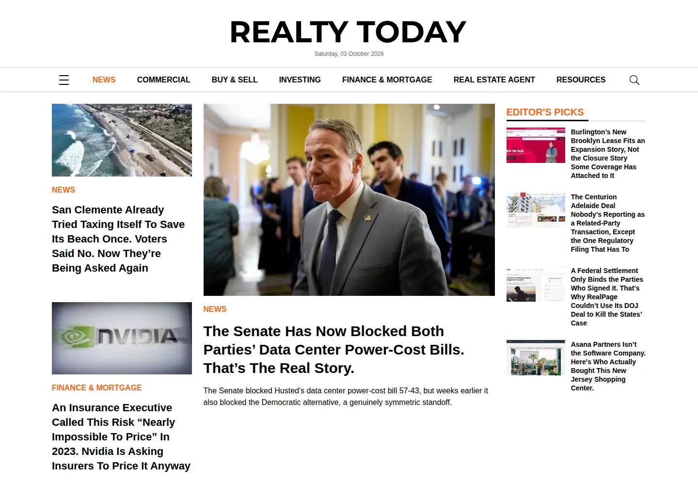 Screenshot of realtytoday.com