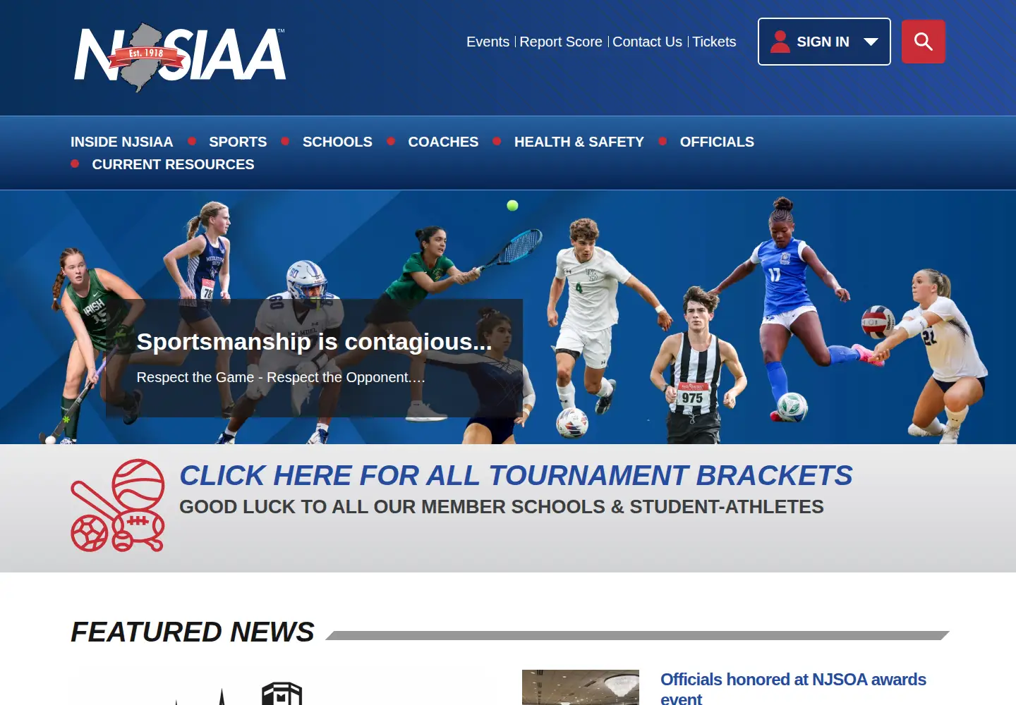 Captured homepage of njsiaa.org in the current scan