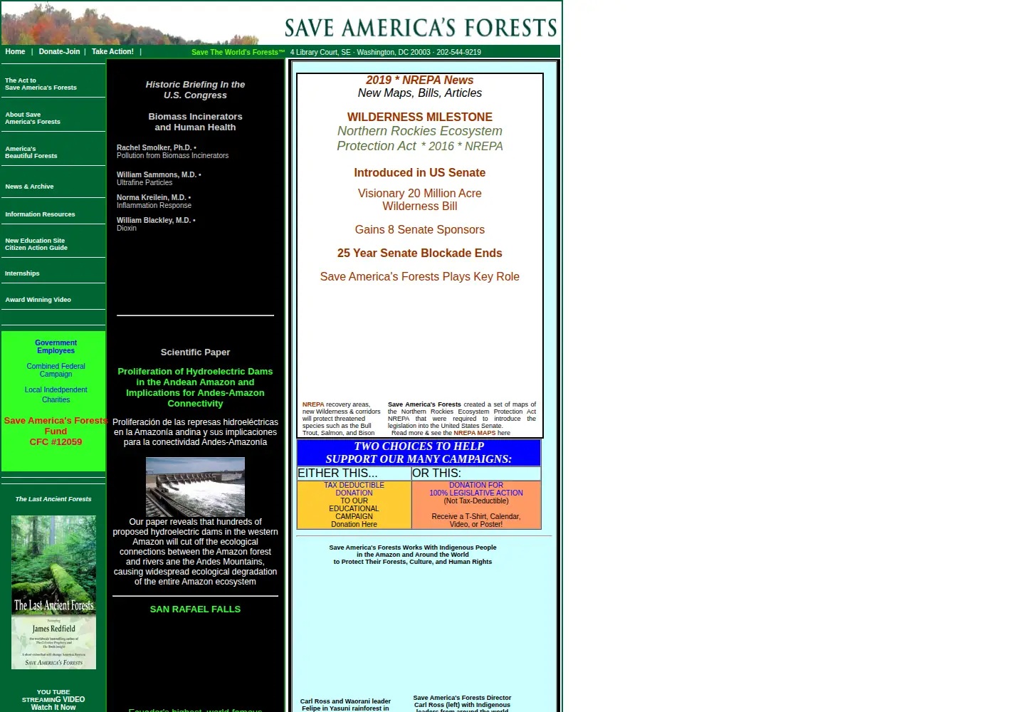 Screenshot of saveamericasforests.org