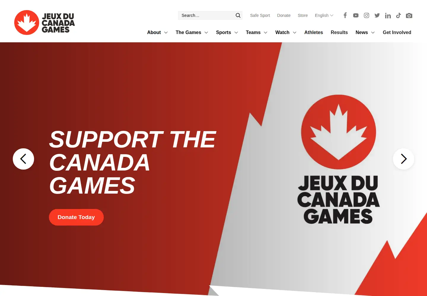 Captured homepage of canadagames.ca in the current scan