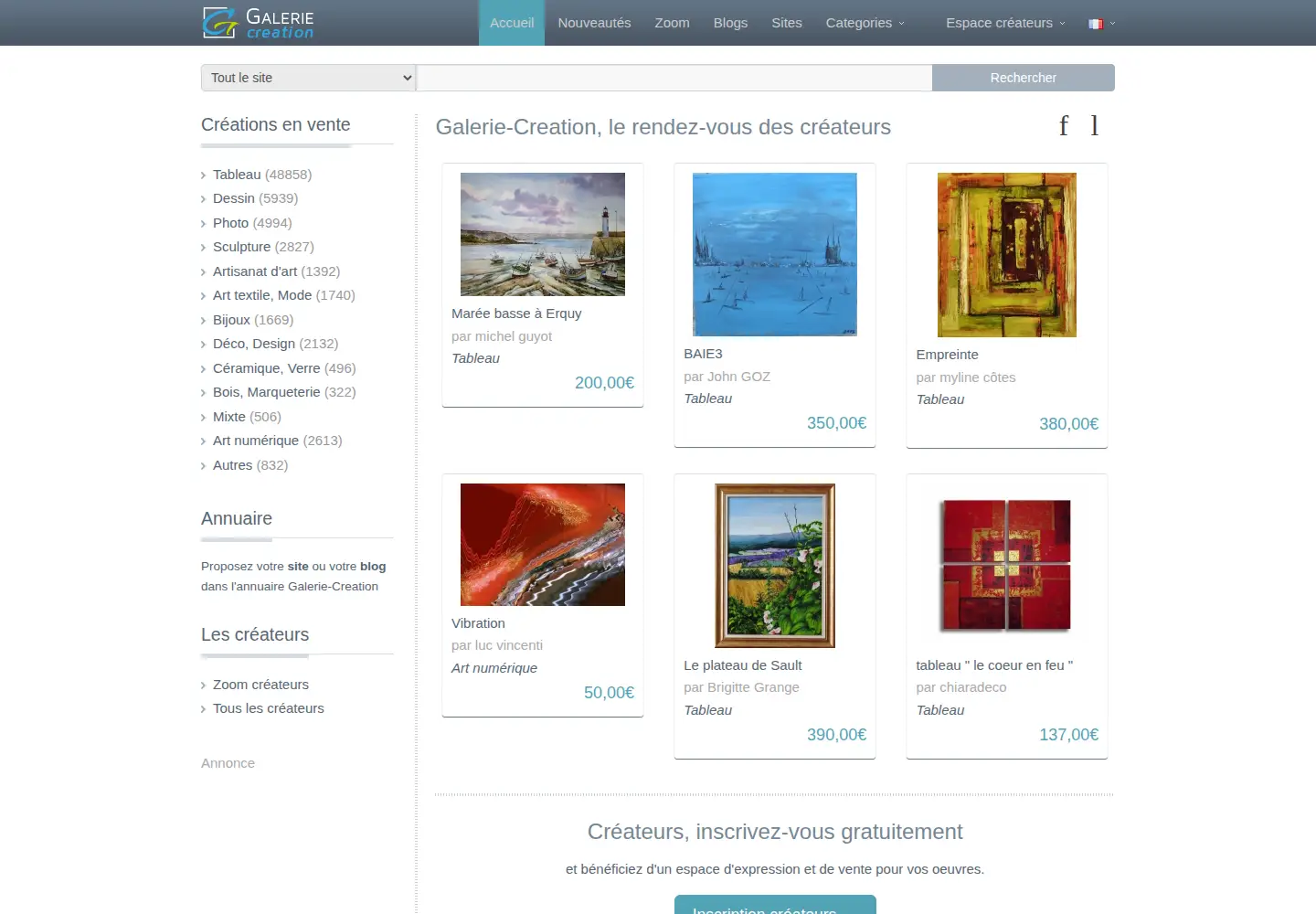 Screenshot of galerie-creation.com