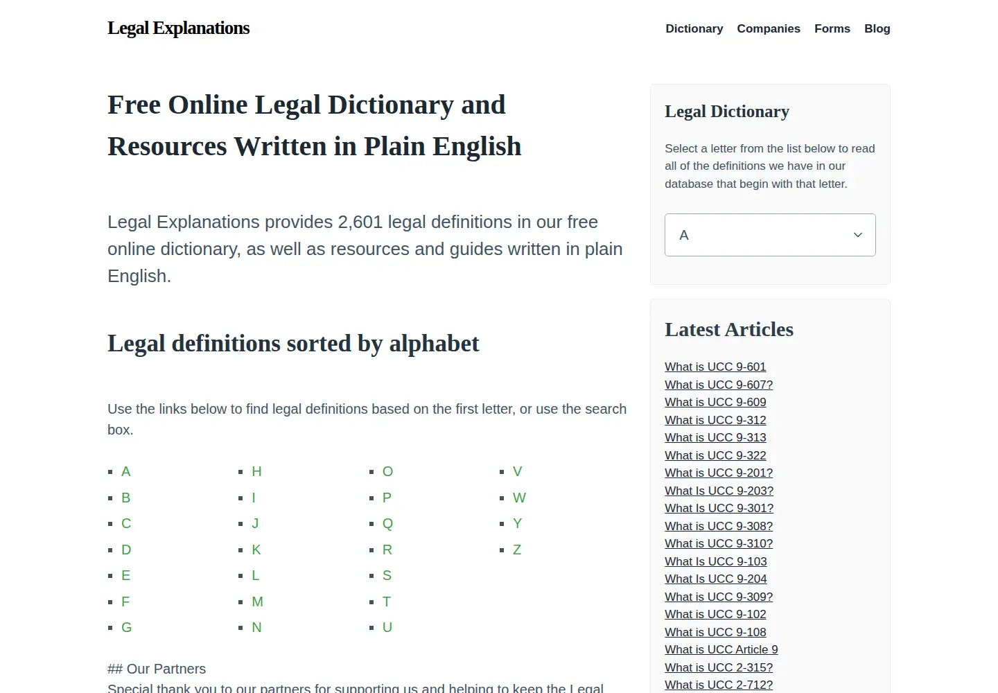 Screenshot of legal-explanations.com