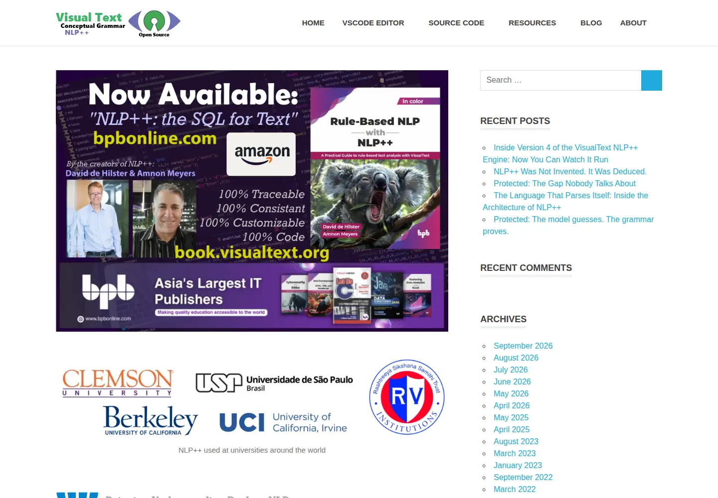 Captured homepage of visualtext.org in the current scan