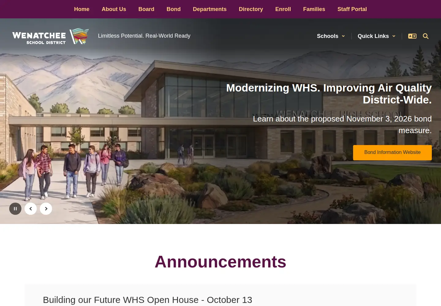 Screenshot of wenatcheeschools.org