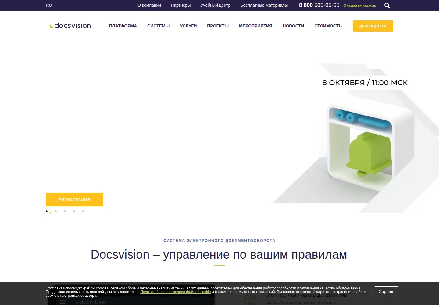 Captured homepage of docsvision.com in the current scan