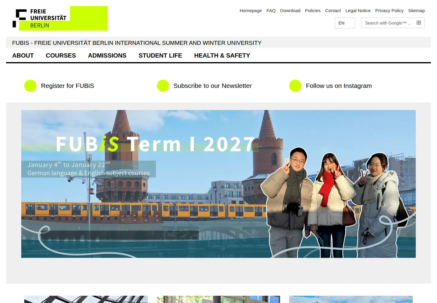 Captured homepage of fubis.org in the current scan