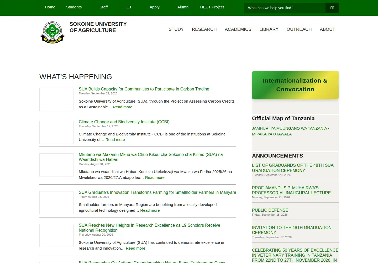 Screenshot of sua.ac.tz