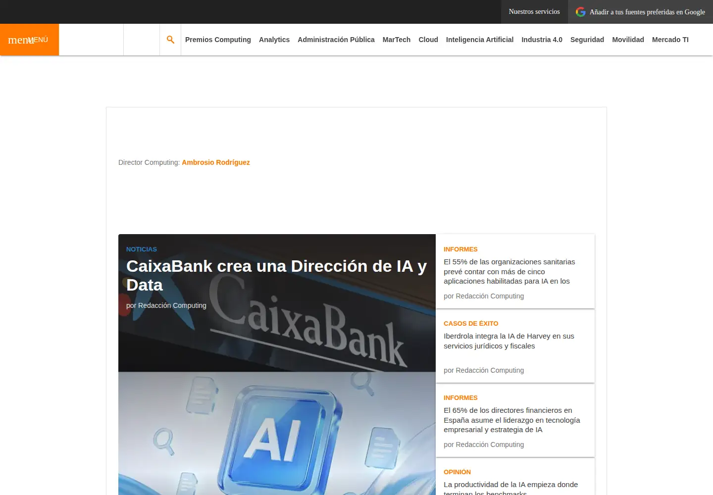Captured homepage of computing.es in the current scan