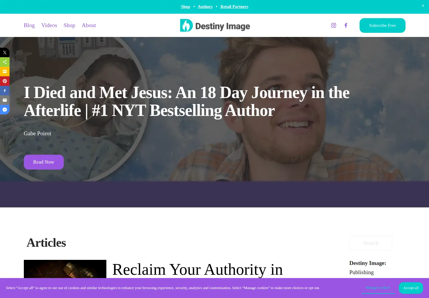 Captured homepage of destinyimage.com in the current scan