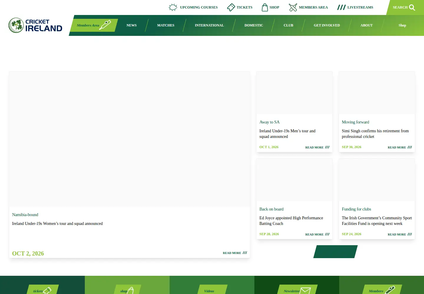Screenshot of cricketireland.ie