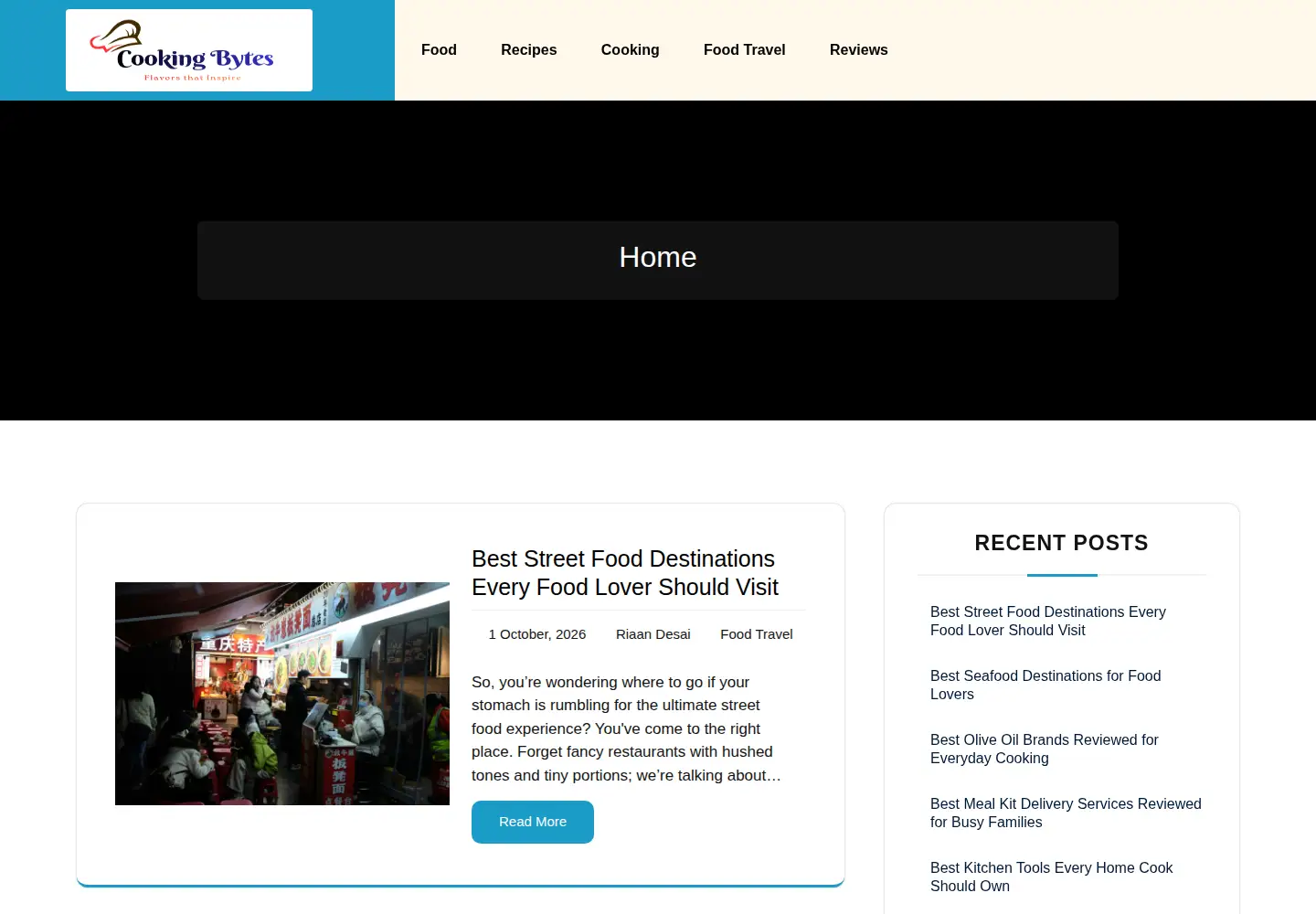 Screenshot of cookingbytes.com