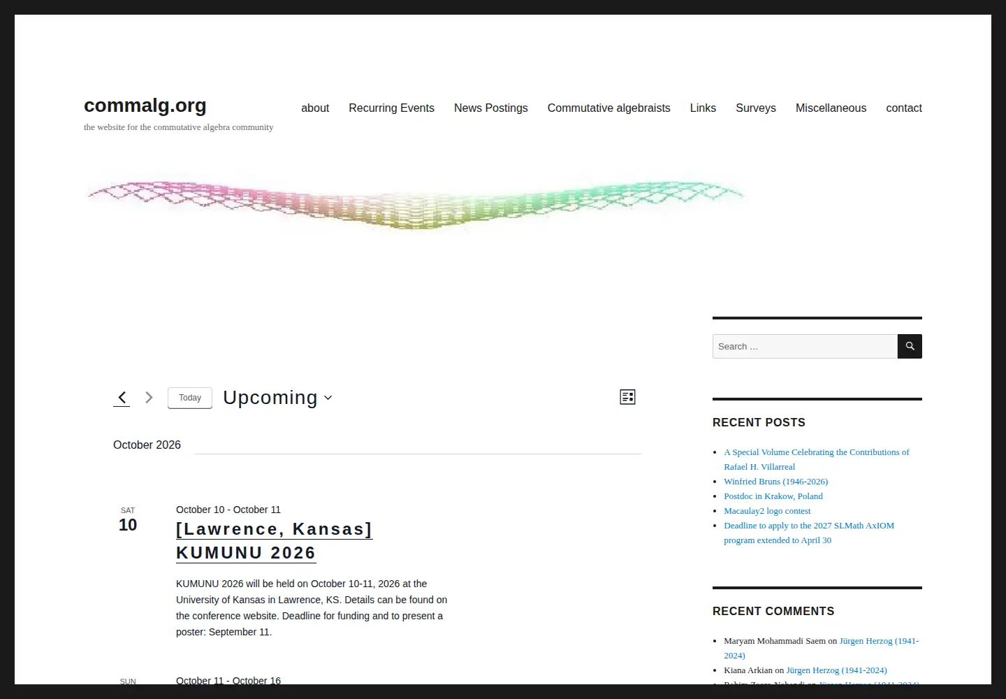 Screenshot of commalg.org