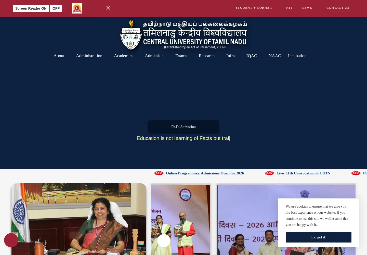Screenshot of cutn.ac.in