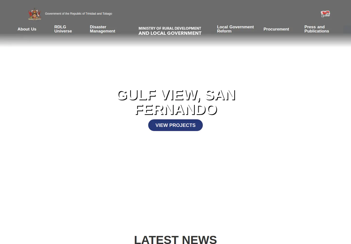 Captured homepage of rdlg.gov.tt in the current scan