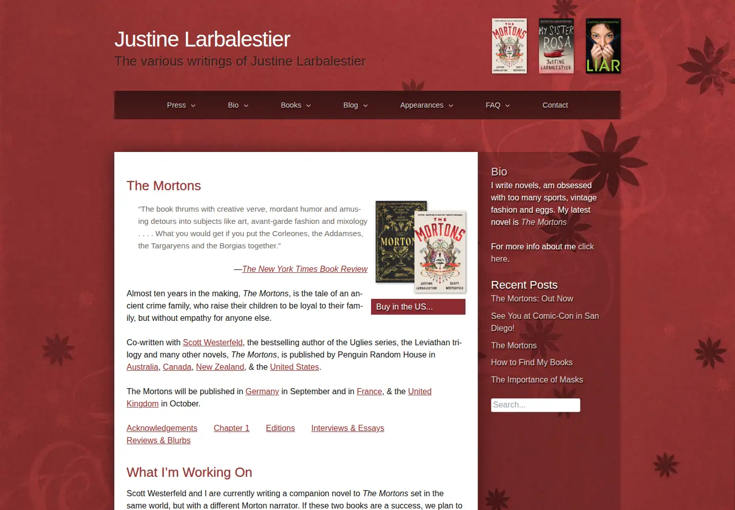 Screenshot of justinelarbalestier.com