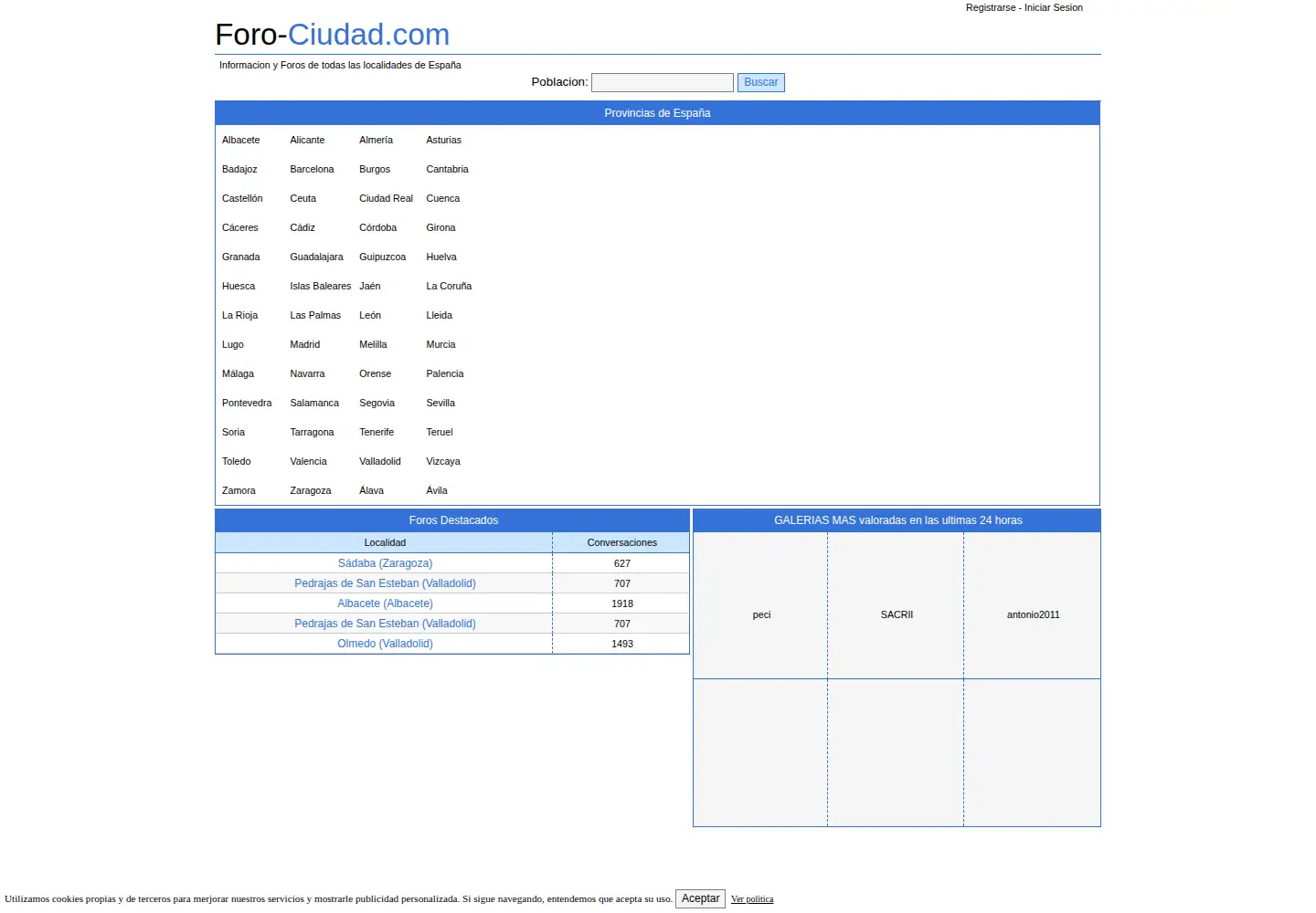 Captured homepage of foro-ciudad.com in the current scan