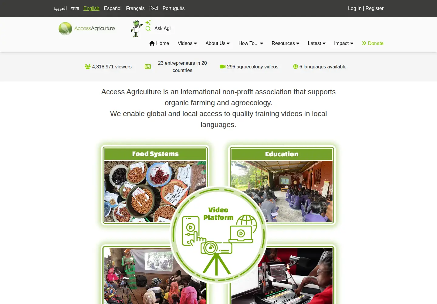 Captured homepage of accessagriculture.org in the current scan