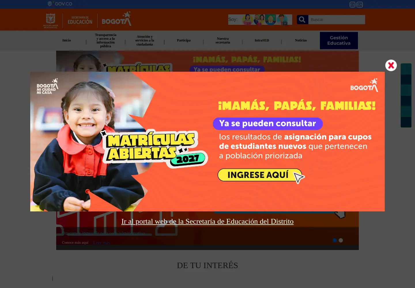 Screenshot of educacionbogota.edu.co