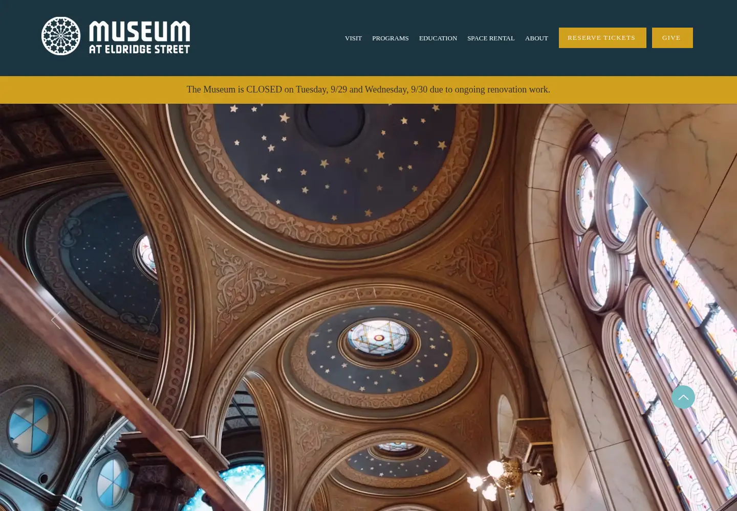 Screenshot of eldridgestreet.org