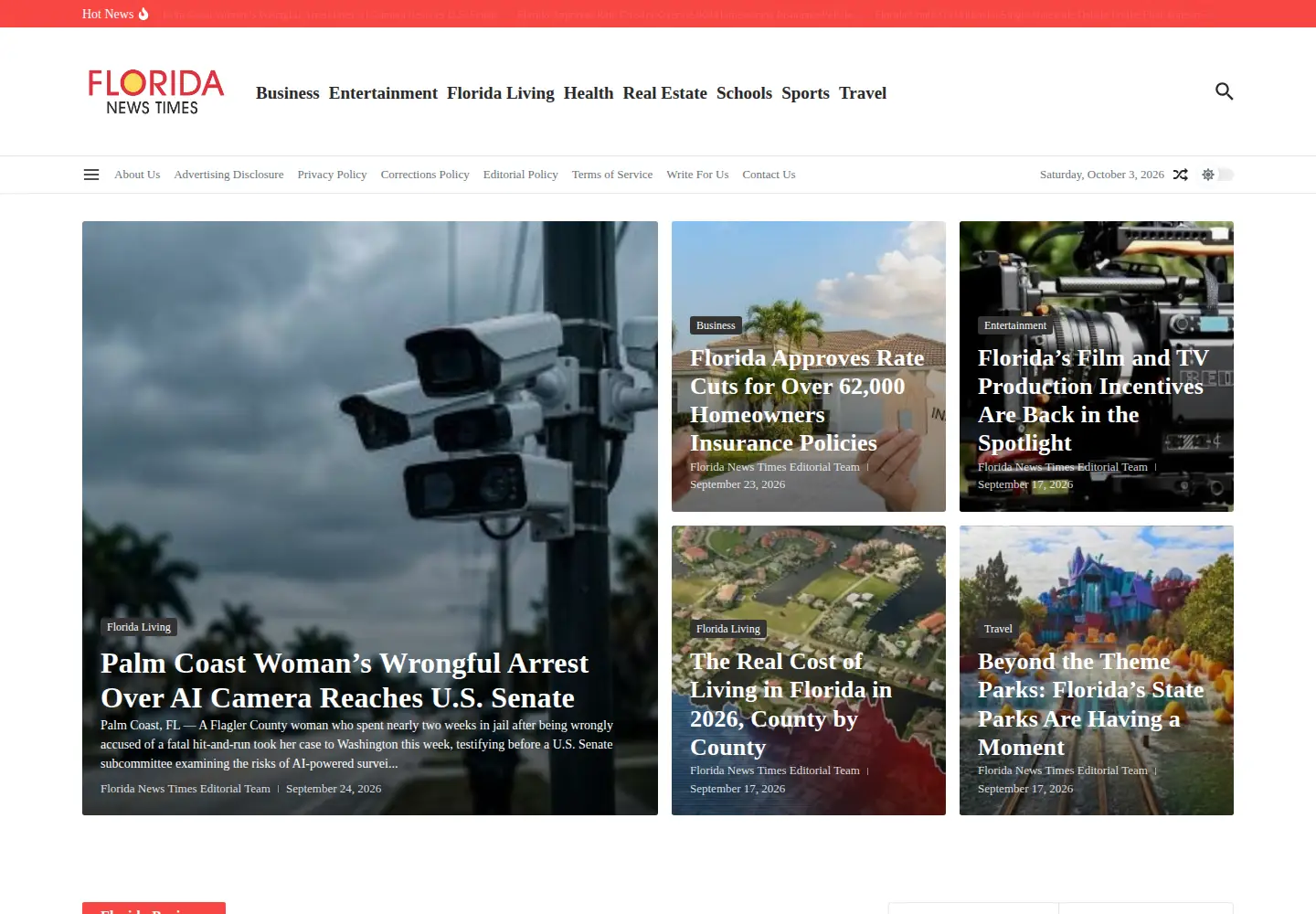 Screenshot of floridanewstimes.com