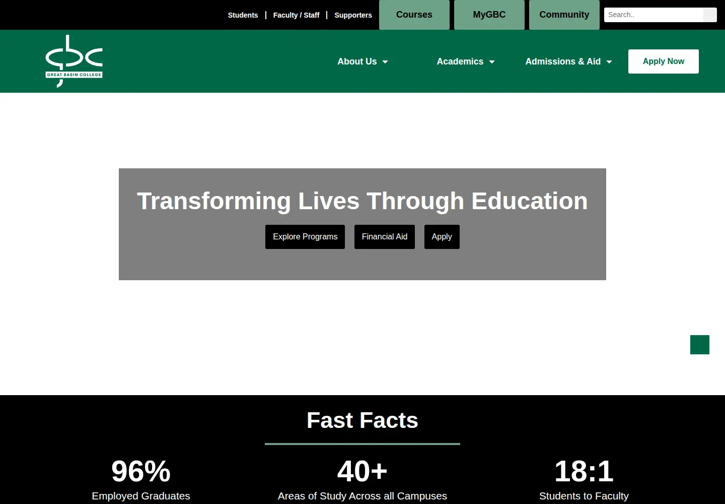 Screenshot of gbcnv.edu