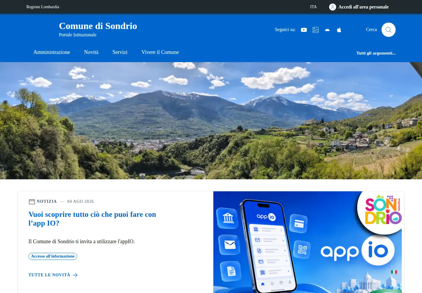 Screenshot of comune.sondrio.it