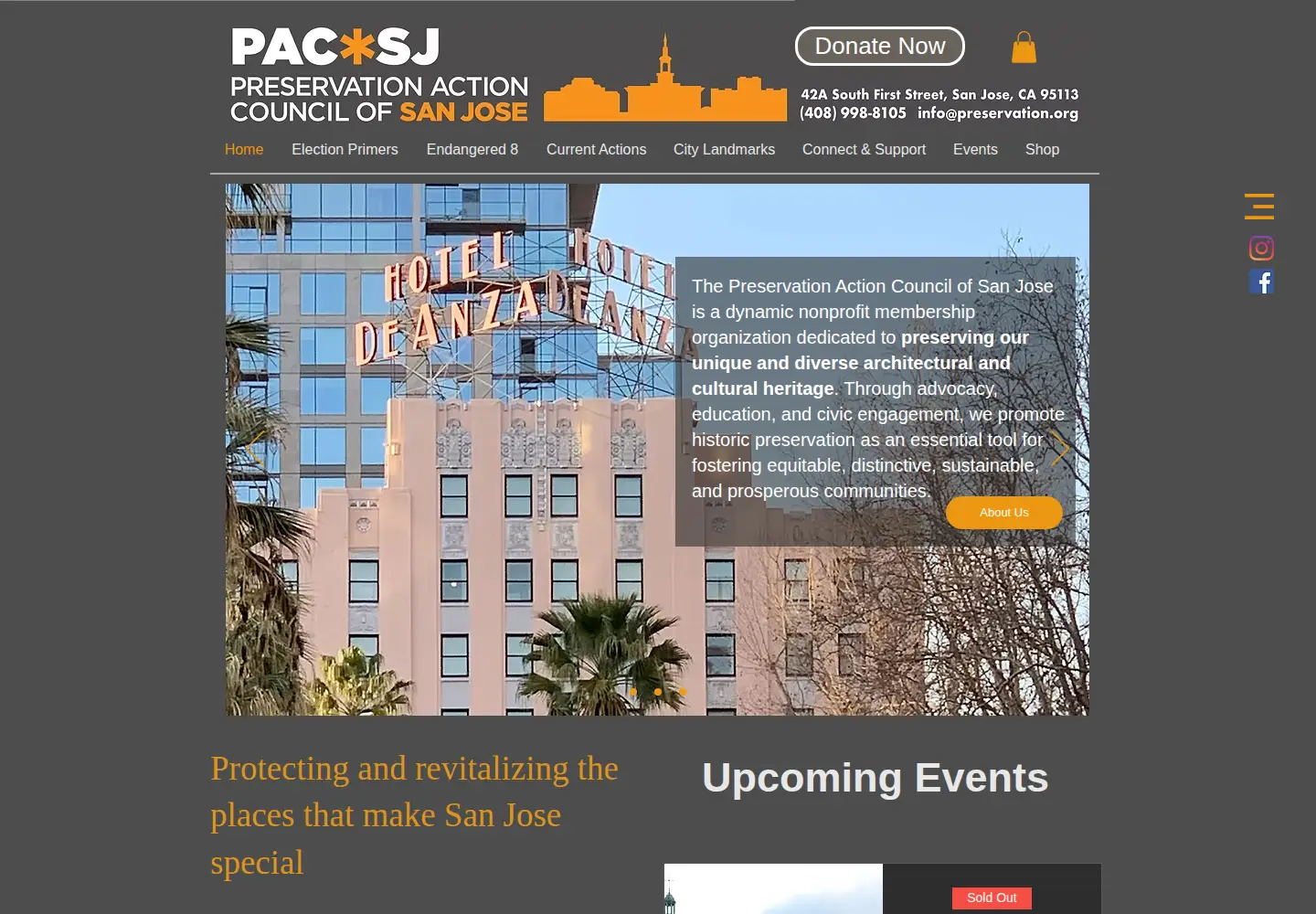 Captured homepage of preservation.org in the current scan