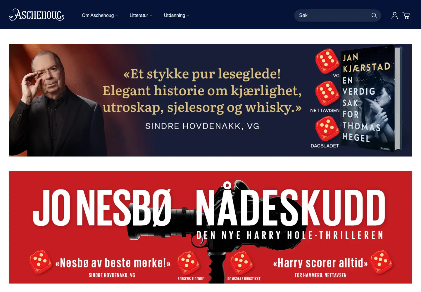 Captured homepage of aschehoug.no in the current scan