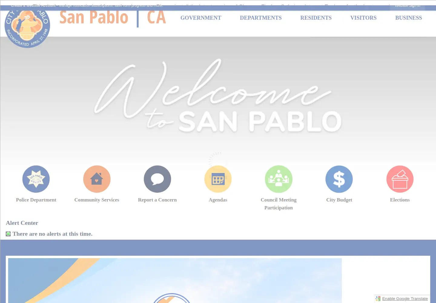 Captured homepage of sanpabloca.gov in the current scan