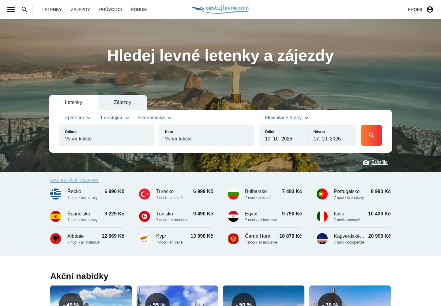Screenshot of cestujlevne.com