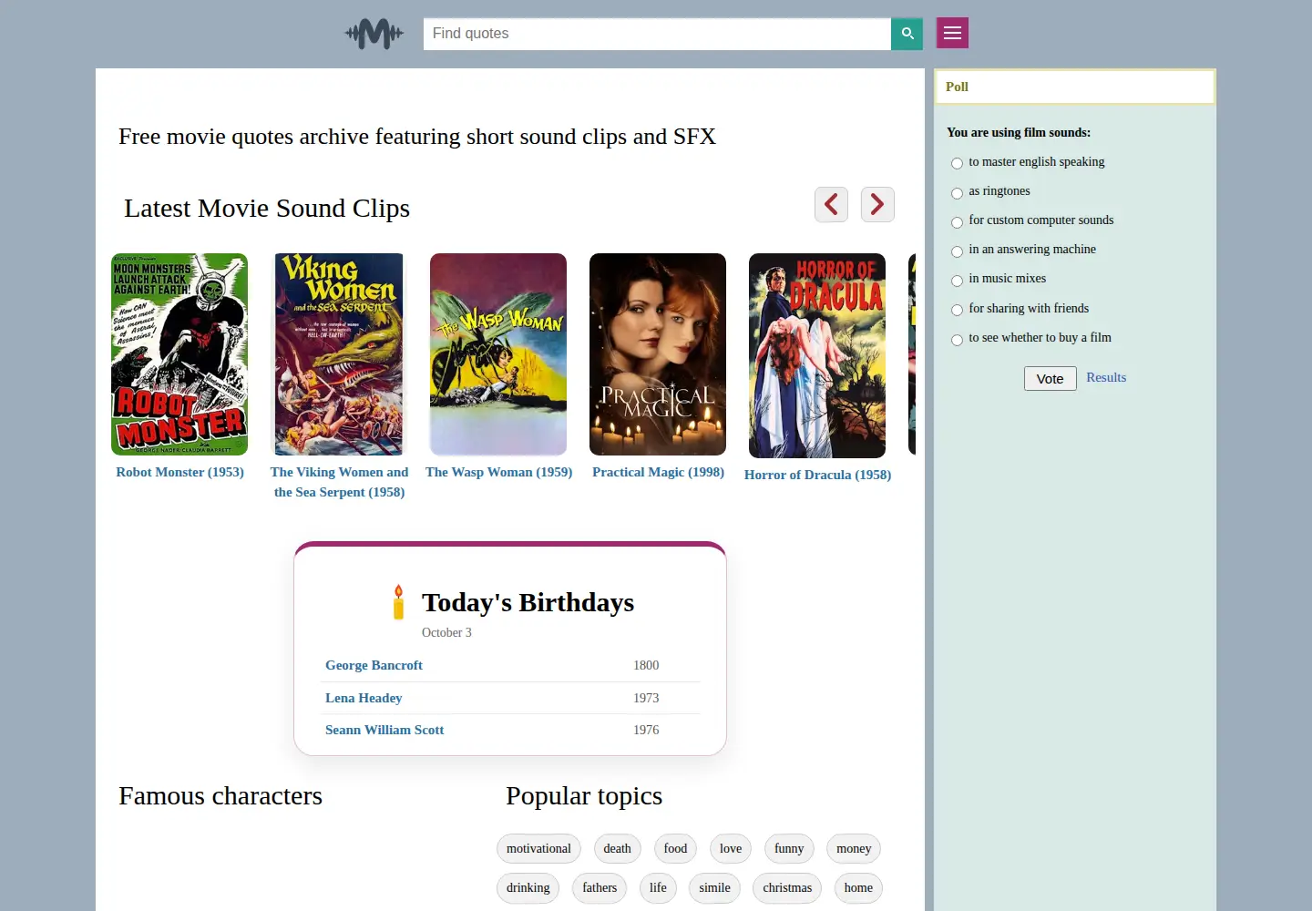 Screenshot of movie-sounds.org