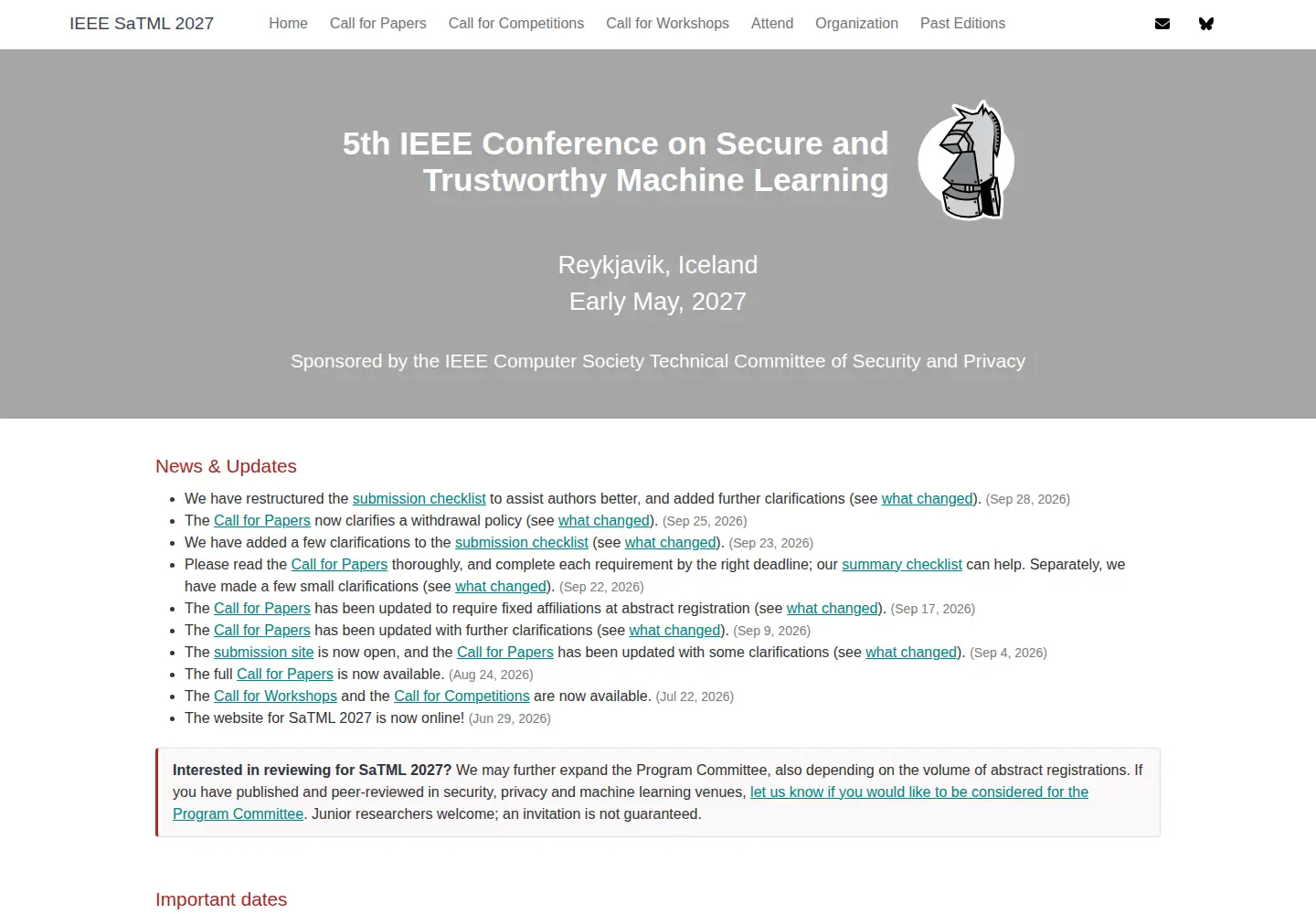 Screenshot of satml.org