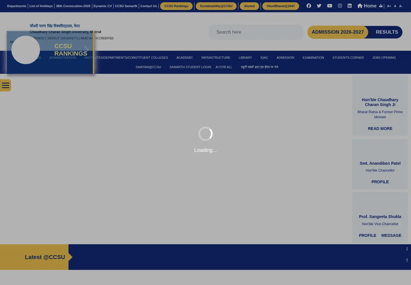 Screenshot of ccsuniversity.ac.in