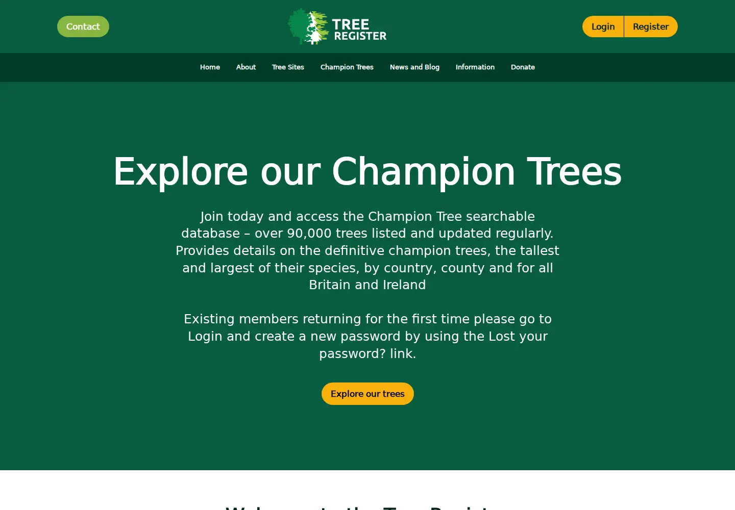 Screenshot of treeregister.org